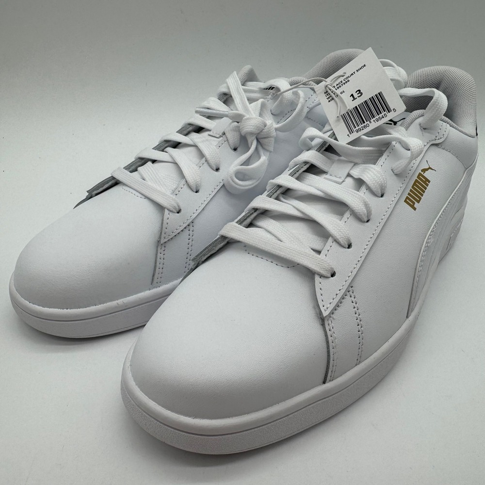Puma Ace Court Sneakers White Gold Men's Size 13 Leather Lace Up 406570-01 New
